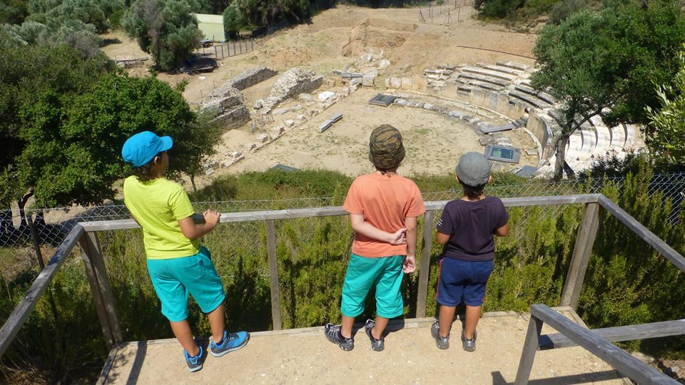 Children in the ancient theater of Maroneia